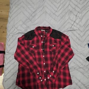 Harley-Davidson Red and Black Plaid Shirt
